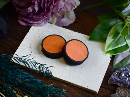 Ear Tunnels 10-100mm with Wood Inlay | Orange