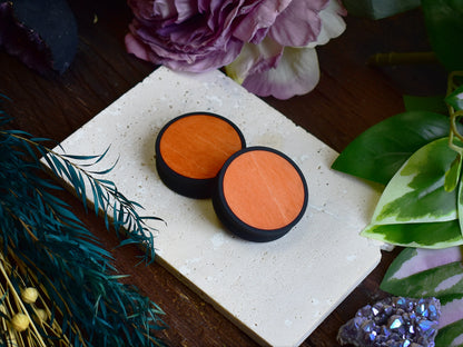 Ear Tunnels 10-100mm with Wood Inlay | Orange