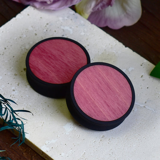 Ear Tunnels 10-100mm with Wood Inlay | Pink