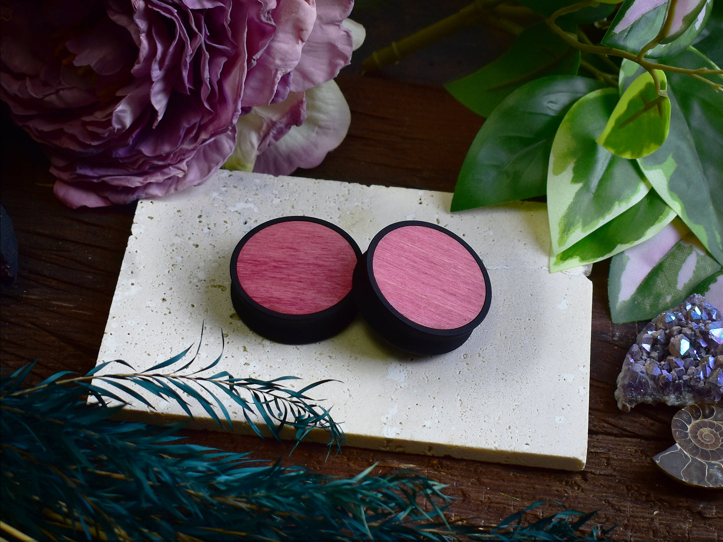 Tunele do uszu 10–100 mm z drewnem | Róż