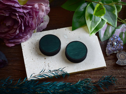 Ear Tunnels 10-100mm with Wood Inlay | Bottle Green