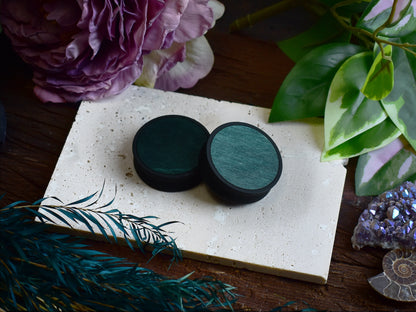 Ear Tunnels 10-100mm with Wood Inlay | Bottle Green