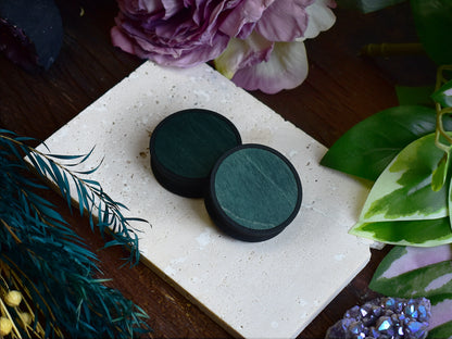 Ear Tunnels 10-100mm with Wood Inlay | Dark Green
