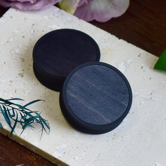 Ear Tunnels 10-100mm with Wood Inlay | Black