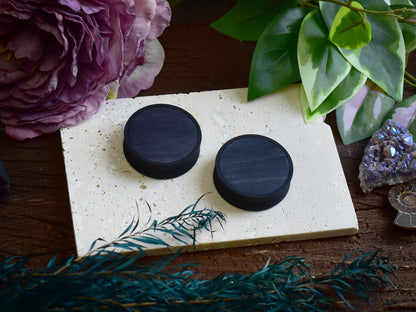 Túneles de oreja 10–100 mm con Relleno de Madera | Negro