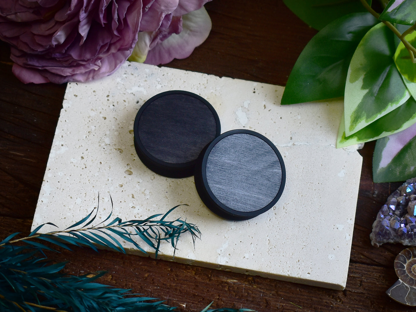 Túneles de oreja 10–100 mm con Relleno de Madera | Negro