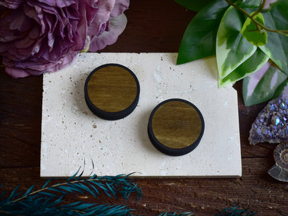 Ohrtunnel 10-100mm mit Holzfüllung | Dunkle Eiche