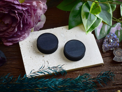 Ohrtunnel 10-100mm mit Holzfüllung | Ebenholz