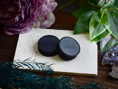 Ohrtunnel 10-100mm mit Holzfüllung | Ebenholz