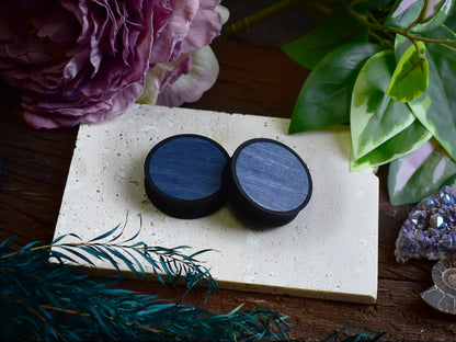 Ohrtunnel 10-100mm mit Holzfüllung | Blau