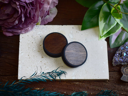 Túneles de oreja 10–100 mm con Relleno de Madera | Nogal Oscuro