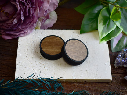 Túneles de oreja 10–100 mm con Relleno de Madera | Nogal Claro