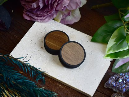 Túneles de oreja 10–100 mm con Relleno de Madera | Nogal Claro