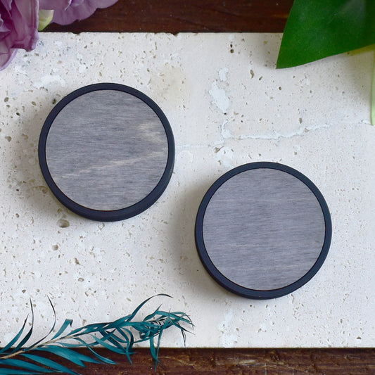 Ear Tunnels 10-100mm with Wood Inlay | Light Grey