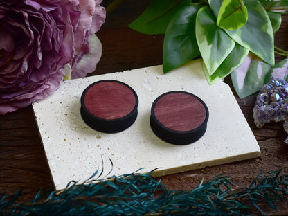 Tunele do uszu 10–100 mm z drewnem | Ciemna wiśnia