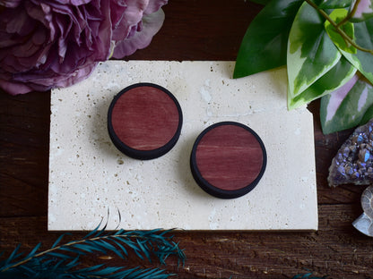 Tunele do uszu 10–100 mm z drewnem | Ciemna wiśnia