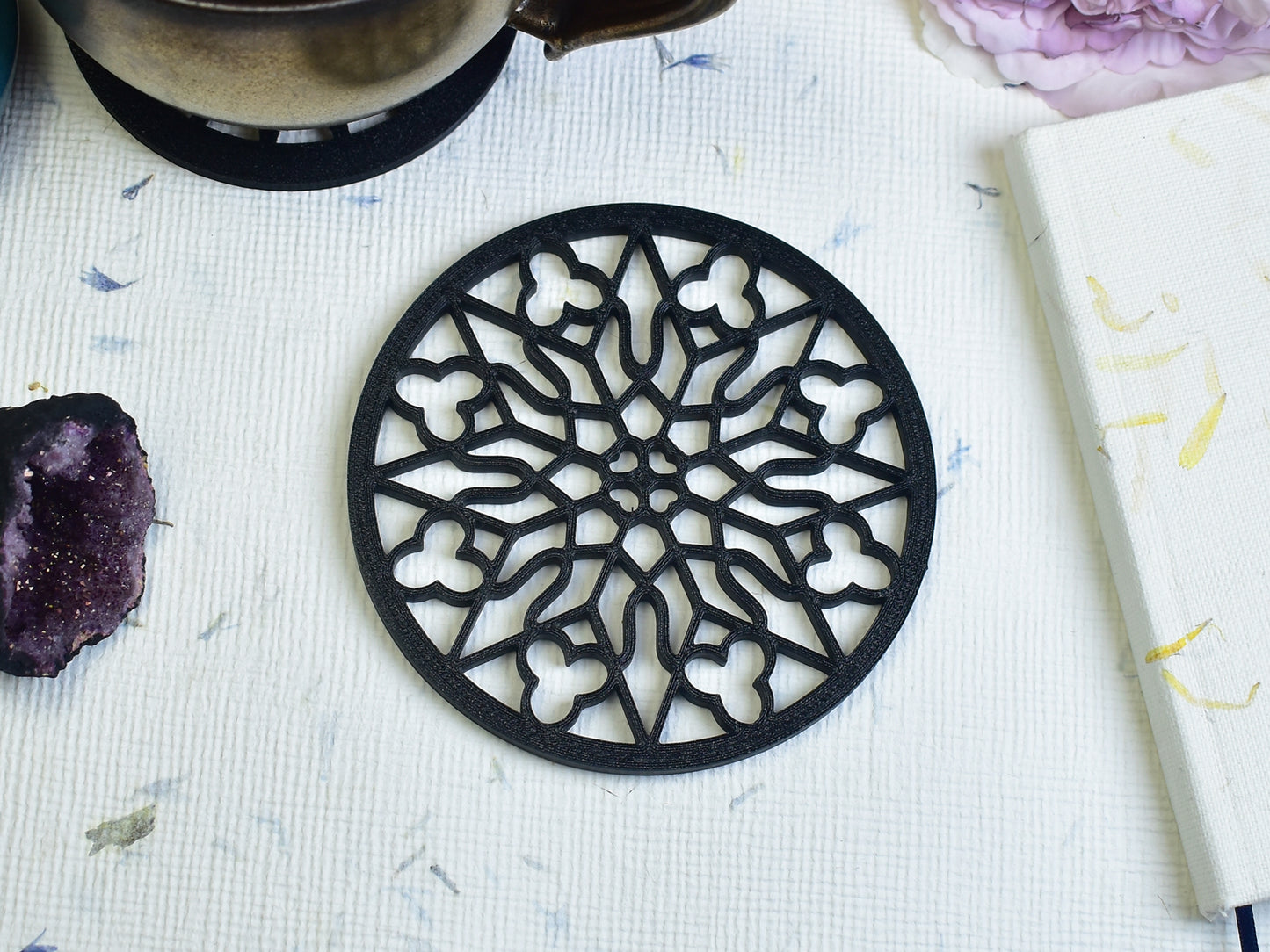 Coasters – Gothic cathedral window, rose window