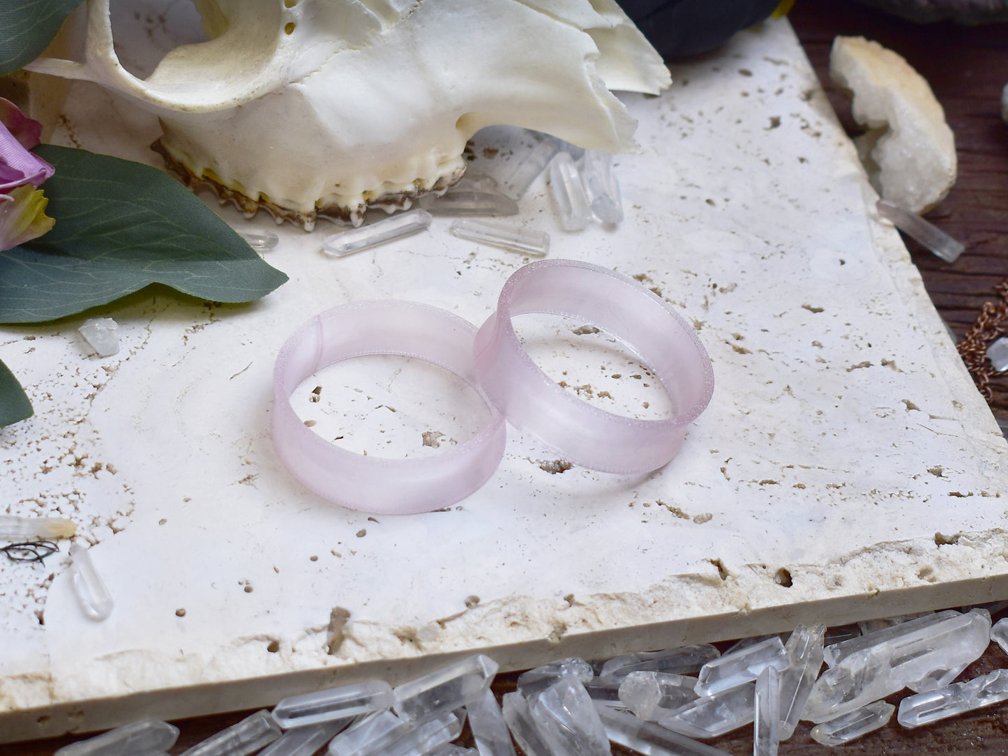 Ear tunnels 10-100mm | Translucent Pink | 12 Shapes