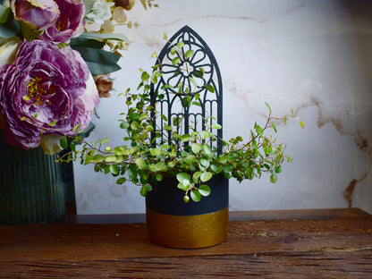 gothic window trellis for vertical plant arrangements