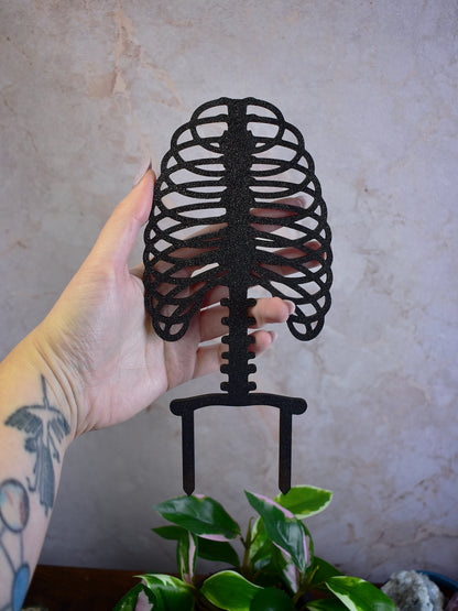 gothic plant trellis shaped like ribcage for indoor potted plants